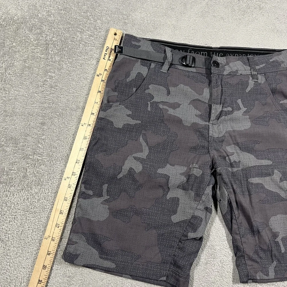 Prana Stretch Zion Shorts Mens 30 Gray Camo 10